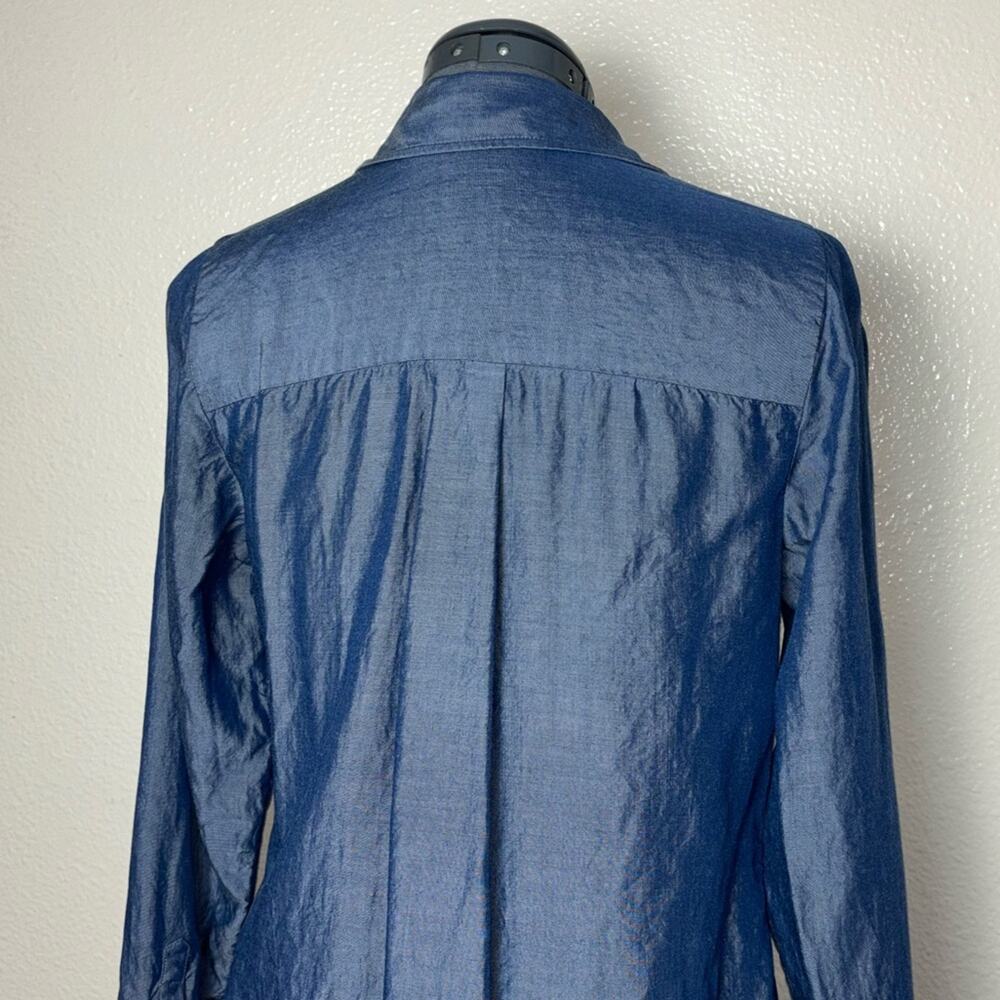 Soft Surroundings Tencel Popover Blouse Women's Size Small Blue Chambray - Picture 14 of 16